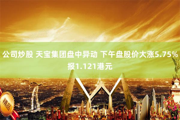 公司炒股 天宝集团盘中异动 下午盘股价大涨5.75%报1.121港元