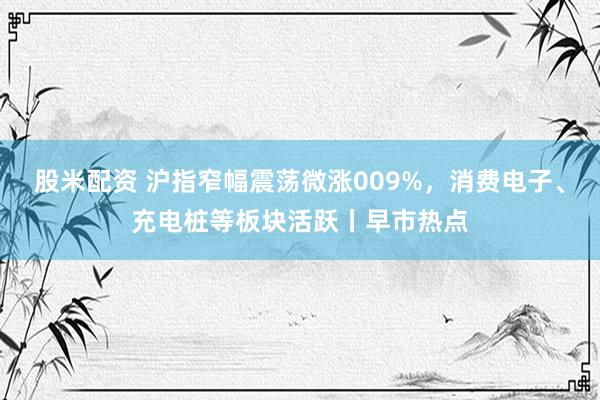 股米配资 沪指窄幅震荡微涨009%，消费电子、充电桩等板块活跃丨早市热点