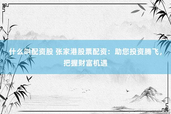 什么叫配资股 张家港股票配资：助您投资腾飞，把握财富机遇