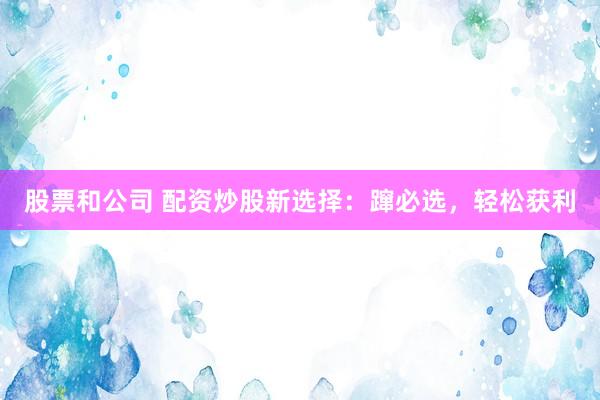 股票和公司 配资炒股新选择：蹿必选，轻松获利
