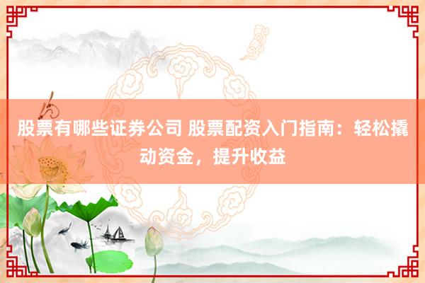 股票有哪些证券公司 股票配资入门指南：轻松撬动资金，提升收益